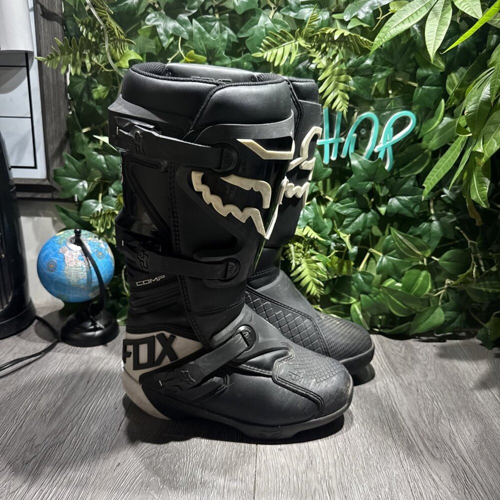 Fox Black and White Motocross Boots